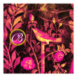 NIGHTINGALE WITH ROSES MONOGRAM, Pink Black Yellow Custom Invitation
