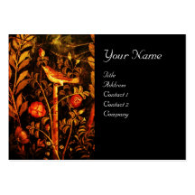 NIGHTINGALE WITH ROSES MONOGRAM , Red Yellow Black Business Card
