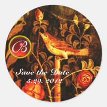 NIGHTINGALE WITH ROSES MONOGRAM Red Yellow Black Sticker