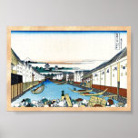 Nihonbashi bridge in Edo Katsushika Hokusai Print