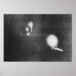 Nikola Tesla with phosphorescent bulb, 1894 posters