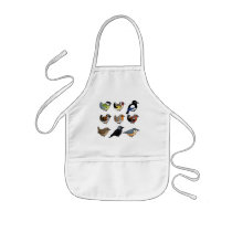 Nine cute Birdorable birds from Europe Aprons