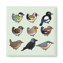 Nine cute Birdorable birds from Europe Refrigerator Magnets