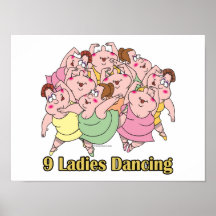 nine ladies dancing ninth 9th day of christmas posters