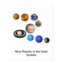 Nine Planets in the Solar System Post Cards