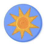 Nine Ray Yellow Spiral Sun Symbol magnets