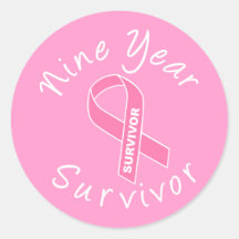 Nine Year Survivor (Circle Pink Ribbon) Sticker