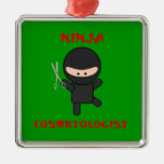 Ninja Cosmetologist with Scissors Ornament