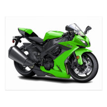 Ninja Green Bike Postcards