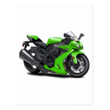 Ninja Green Bike Postcards