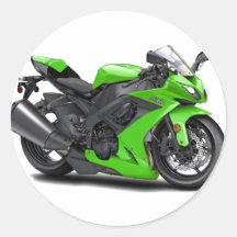 Ninja Green Bike Round Stickers