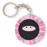 Ninja Pig on Pink Keychain