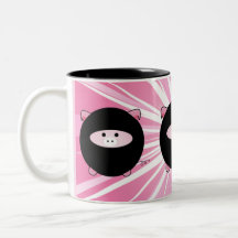 Ninja Pig on Pink Mug