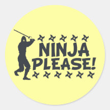Ninja Please Round Sticker