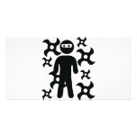ninja with trowing stars icon photo cards