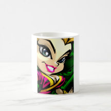 Ninjabra - Kiara on green background Coffee Mugs