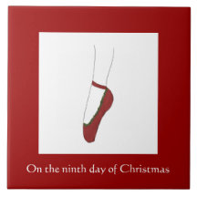 Ninth Day of Christmas Tile - Ballet Slipper