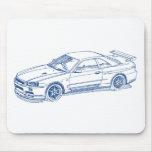 Nissan Skyline GTR R34 2000 sketch mousepads