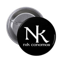 NK Classic Logo Button WHITE on BLACK