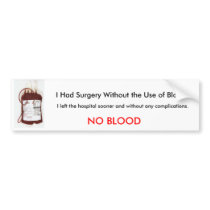 No Blood Bumper Sticker