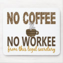 No Coffee No Workee Legal Secretary mousepads