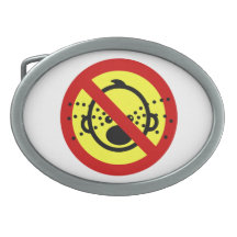 NO Cry Babies ⚠ Thai Airport Sign ⚠ Oval Belt Buckles