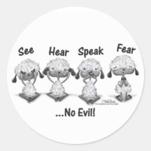 No Evil Lambs Round Stickers