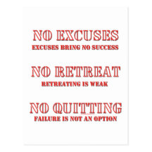 No Excuses. Post Cards