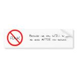 No Funk bumper sticker bumper stickers
