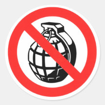 No Grenades Round Sticker