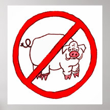 No Hogs Circle Poster