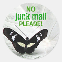 NO, junk mail, PLEASE! Round Stickers