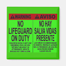 NO LIFE GUARD ON DUTY REFRIGERATOR MAGNET