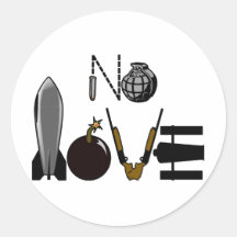 No Love War Weaponry Round Stickers