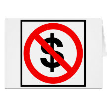 No Money Highway Sign Greeting Cards