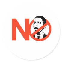 NO OBAMA ROUND STICKER