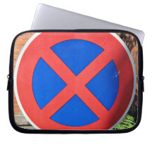 No Parking sign board against the brick wall Laptop Sleeves
