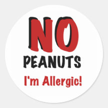 NO Peanuts I'm Allergic Round Sticker