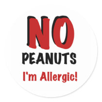 NO Peanuts I'm Allergic Round Sticker