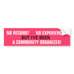 NO RESUME! NO EXPERIENCE! COMMUNITY ORGANIZER! bumper stickers
