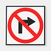 No Right Turn Highway Sign Refrigerator Magnets