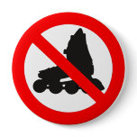 NO ROLLER SKATING ROAD SIGN buttons