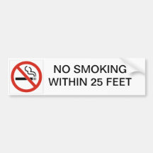 NO SMOKING WITHIN 25 FEET BUMPER STICKERS