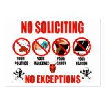 No Soliciting business cards