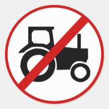 no-tractors round sticker