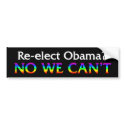 No We Can't Re-elect Obama Rainbow Bumpersticker