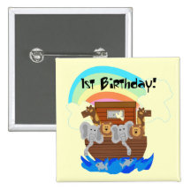 Noah's Ark 1st Birthday Tshirts and Gifts Pin