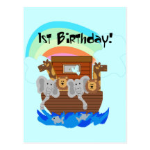 Noah's Ark 1st Birthday Tshirts and Gifts Post Card