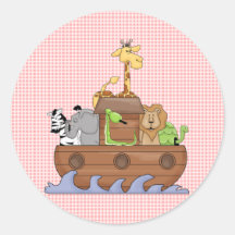 Noah's Ark Animals Pink Fun StickerS