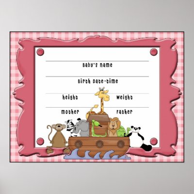 Noah's Ark Baby Girl Poster by SweetRascal